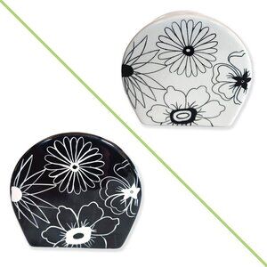 Jay Import Retro Floral Napkin Holder Black/White ~5" High